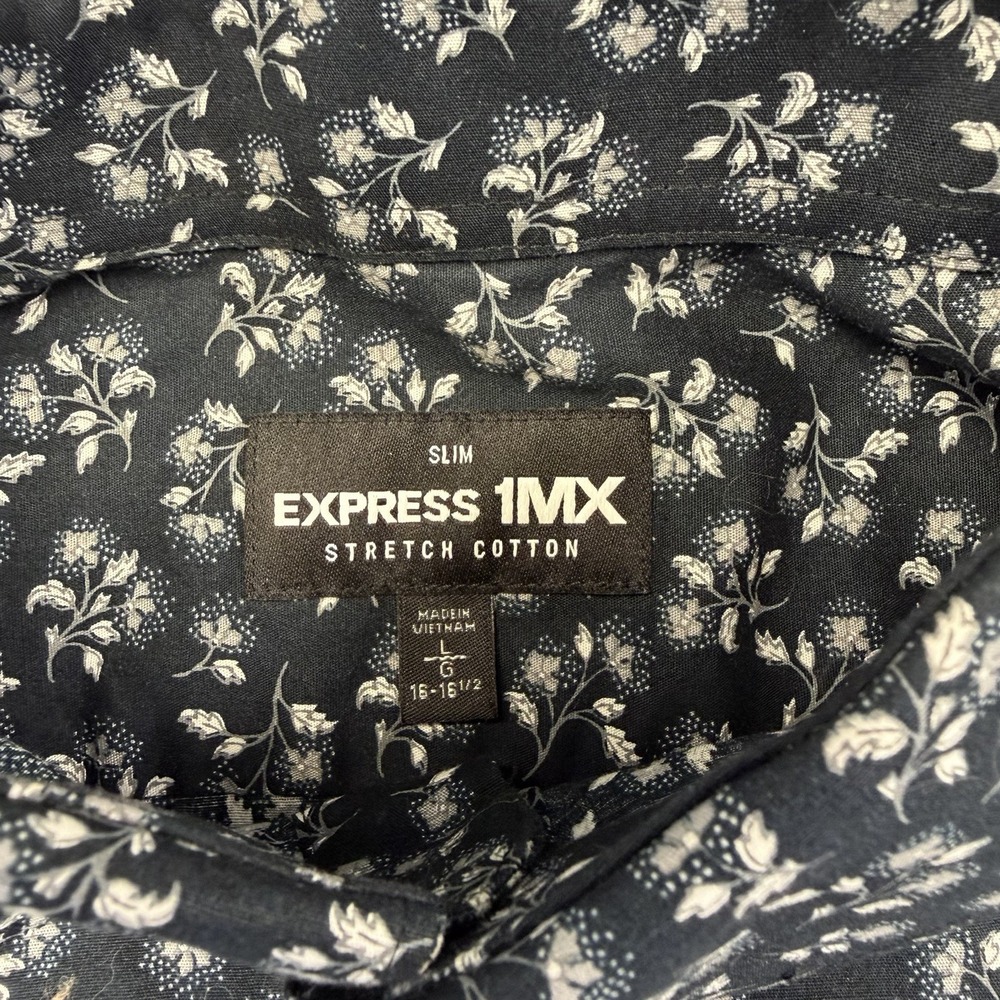 Express 1MX Fitted Dress‎ Shirt Men's Size Large Long Sleeve Button Down - Picture 2 of 5
